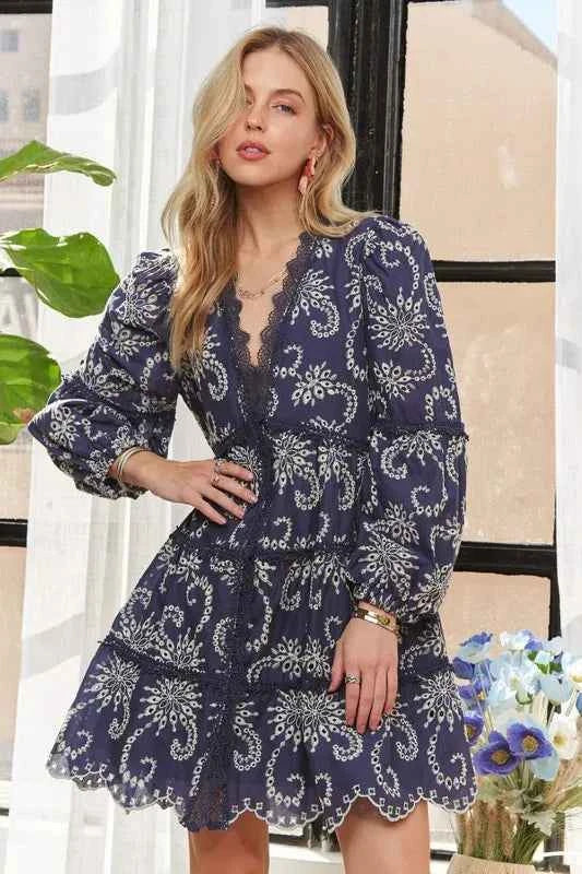 ADORA Puff Sleeve Floral Dress Trendsi
