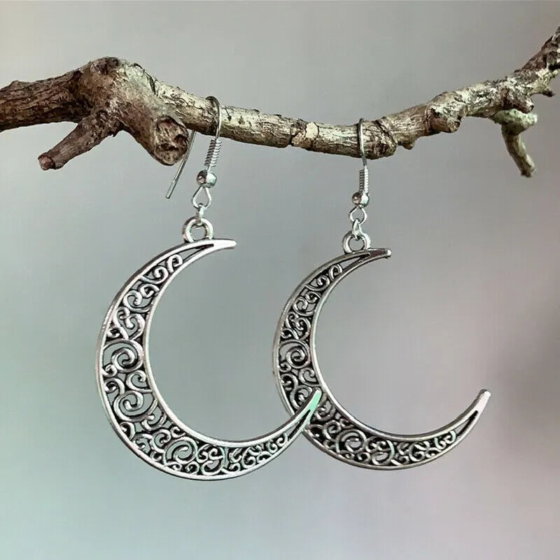 Alloy Cutout Moon Earrings Moon One Size Trendsi