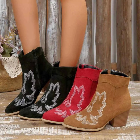 Point Toe Block Heels Boots Trendsi
