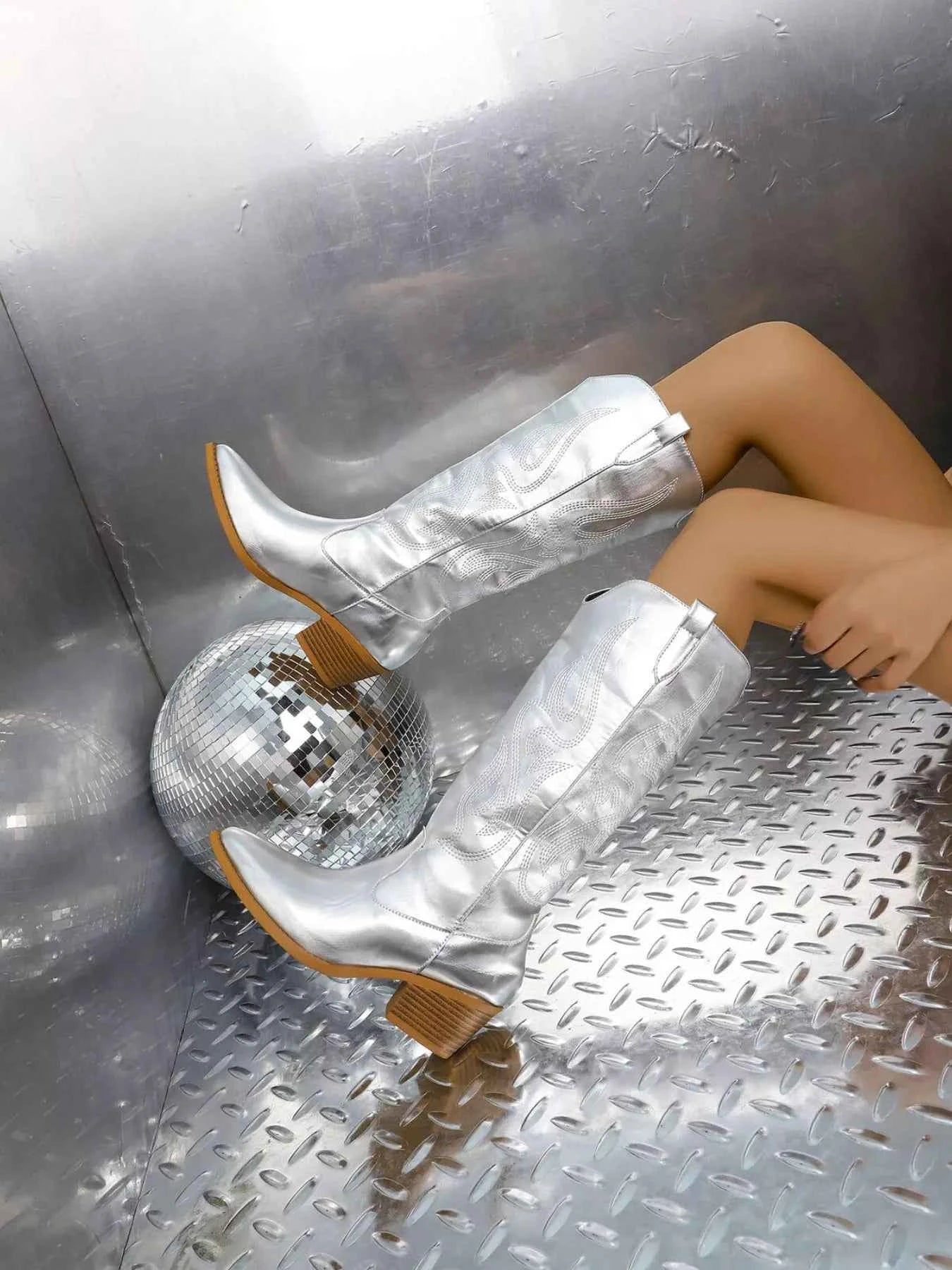 Point Toe Block Heels Boots Trendsi