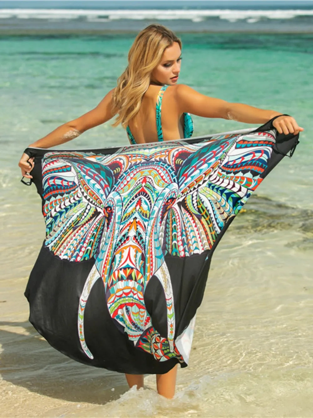 Printed Spaghetti Strap Cover Up Multicolor One Size Trendsi