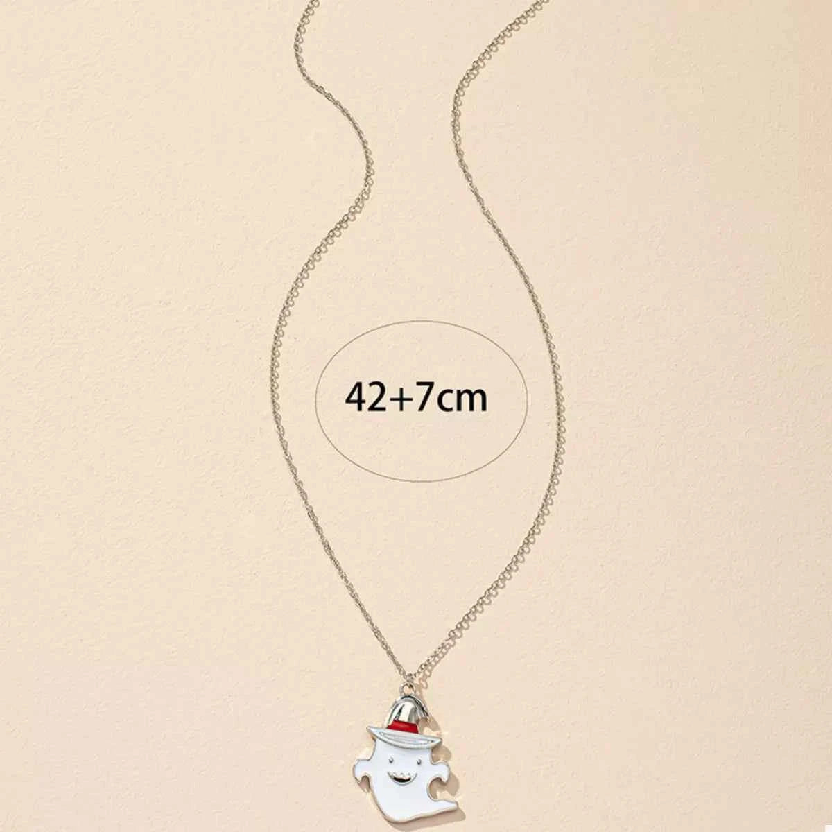 Halloween Cute Ghost Pendant Necklace - Silver Plated Charm Jewelry Trendsi