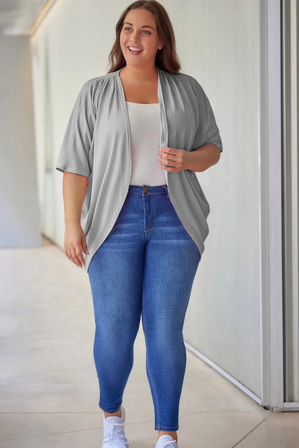 Plus Size Ribbed Cocoon Cover Up Trendsi