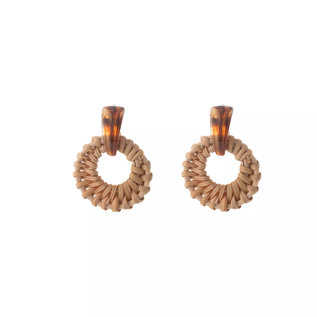 Bohemian Rattan Woven Hoop Earrings Trendsi