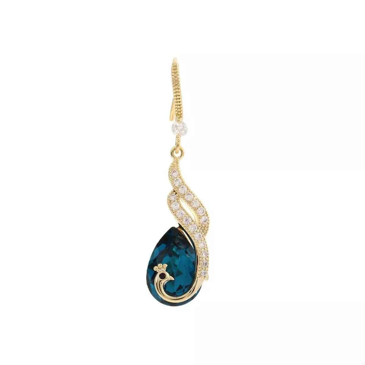 18K Gold-Plated Peacock Teardrop Earrings Trendsi