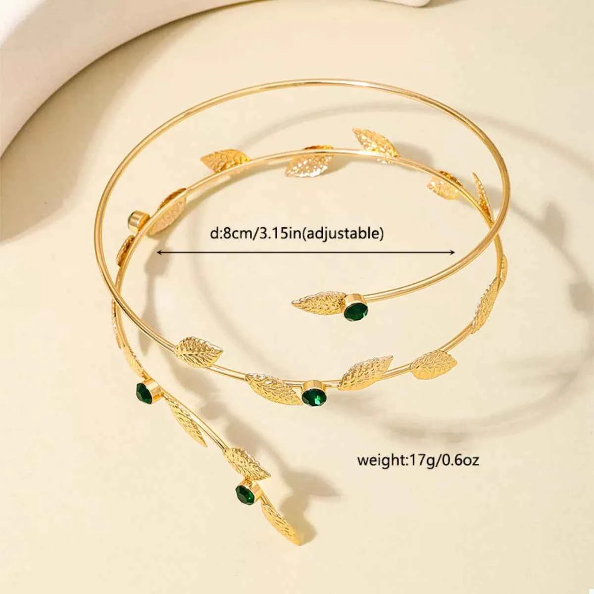 18K Gold-Plated Alloy Rhinestone Leaf Bracelet Trendsi