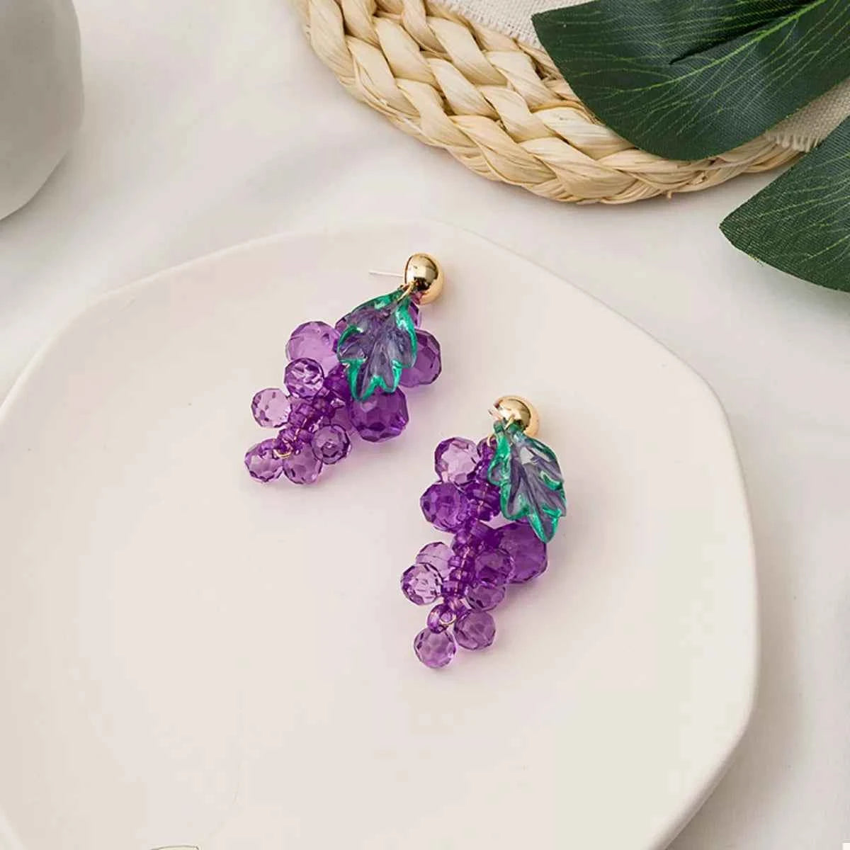 Grape Cluster Beaded Dangle Earrings Trendsi