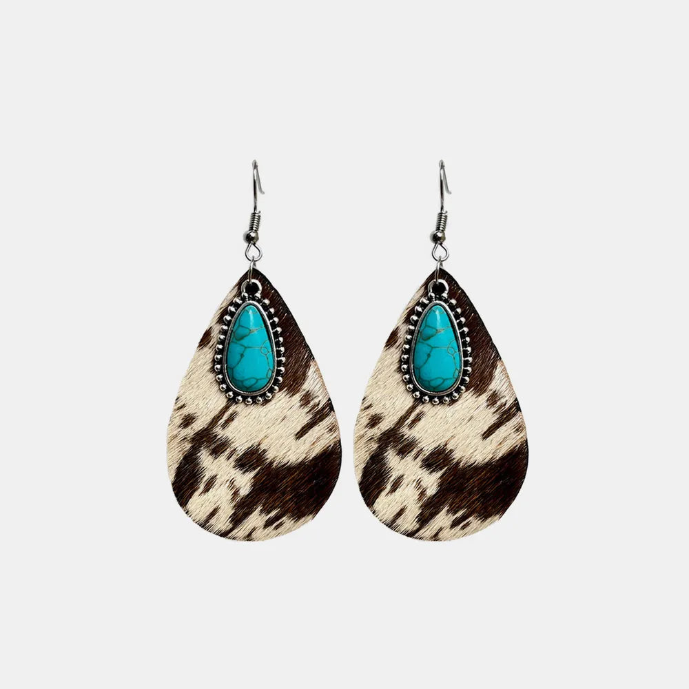Artificial Turquoise Teardrop Earrings Khaki One Size Trendsi