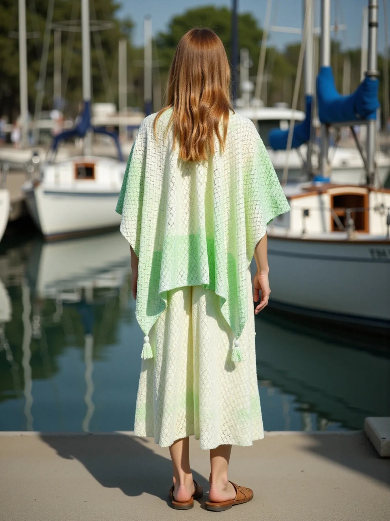 Openwork Tassel Gradient Knit Cover Up Trendsi