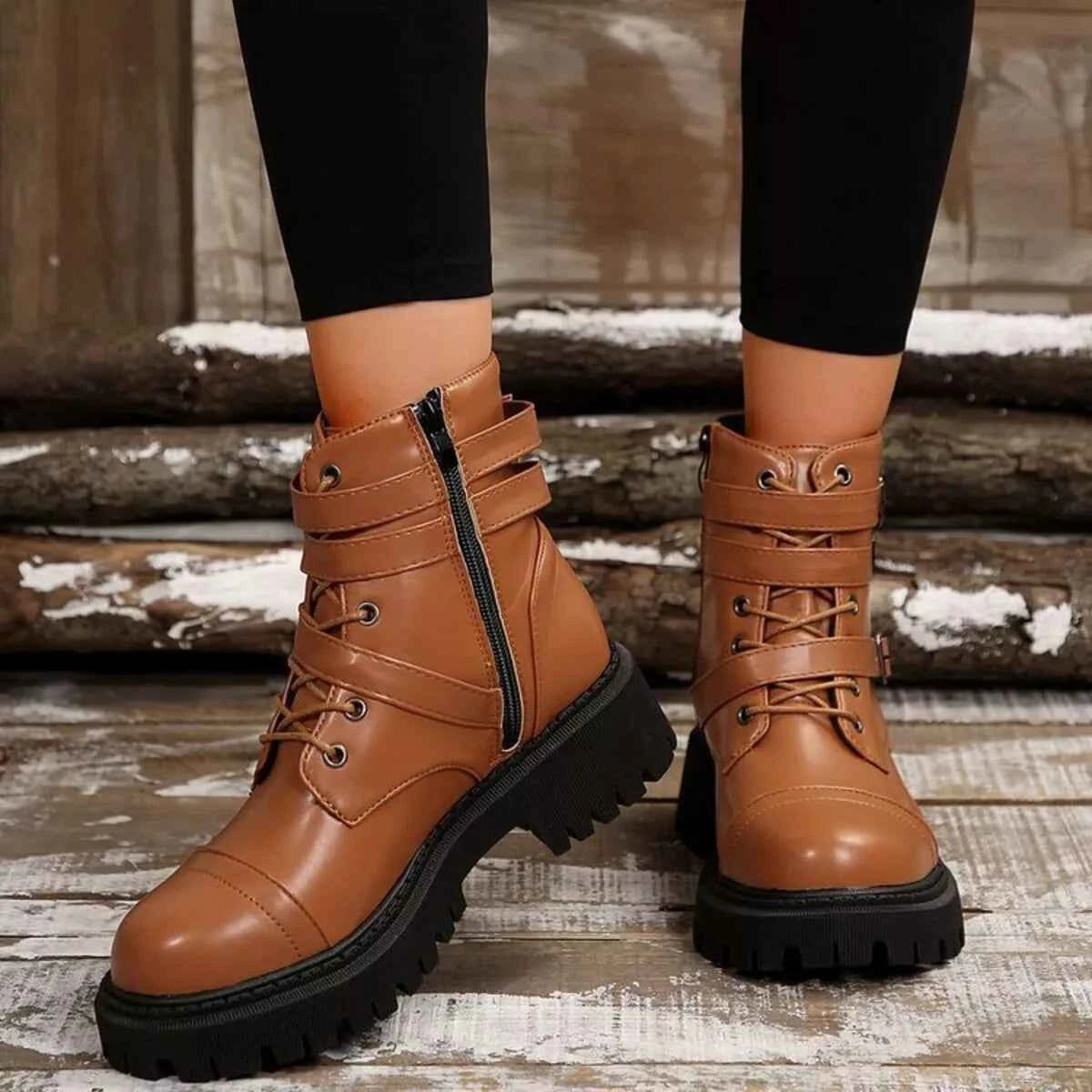 Round Toe Platform Boots Trendsi