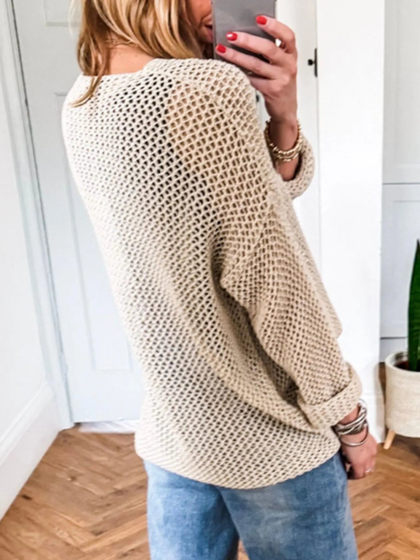 Lightweight Openwork Knit Cover Up Trendsi