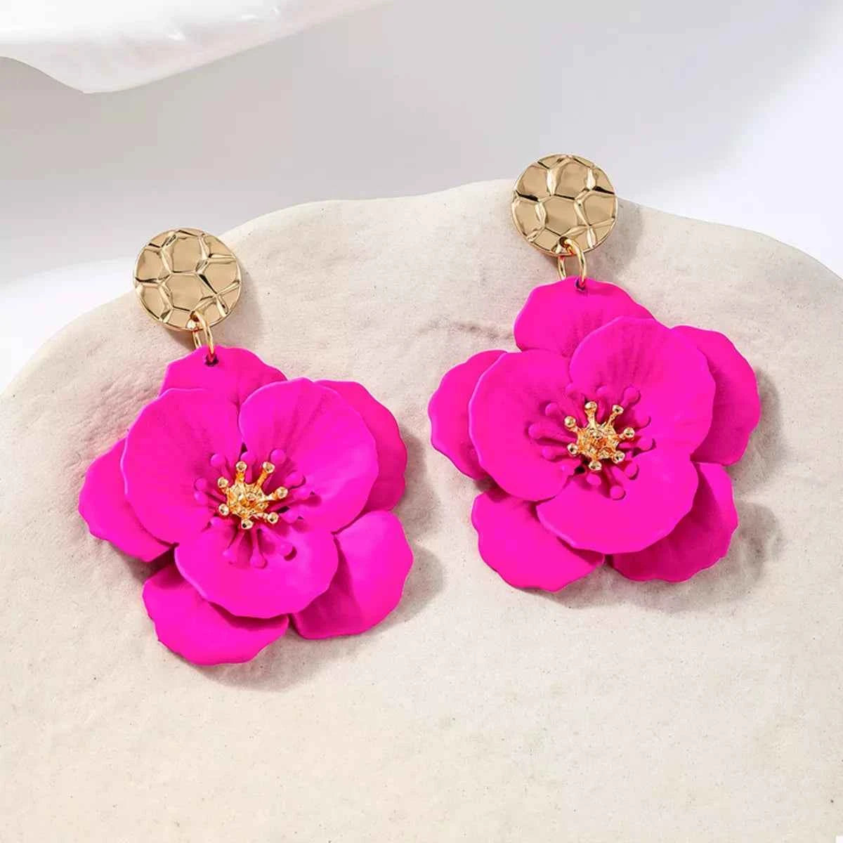 Floral Statement Drop Earrings with Gold Accent Trendsi