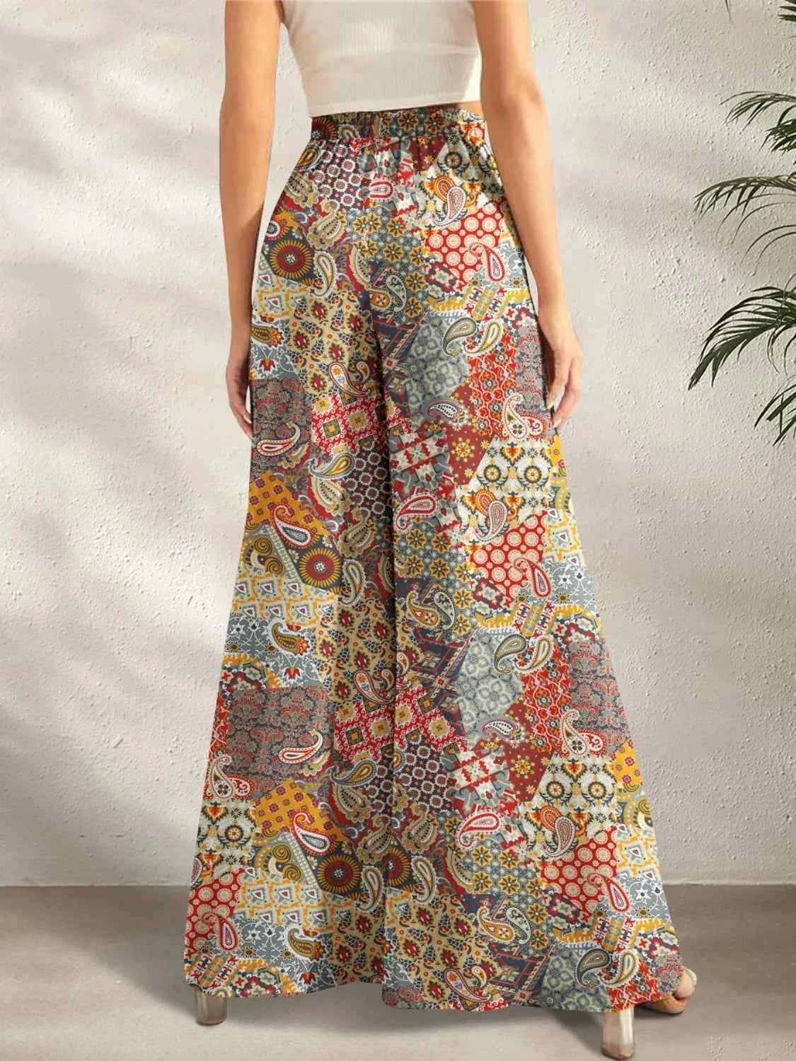 Printed Wide Leg Pants Trendsi