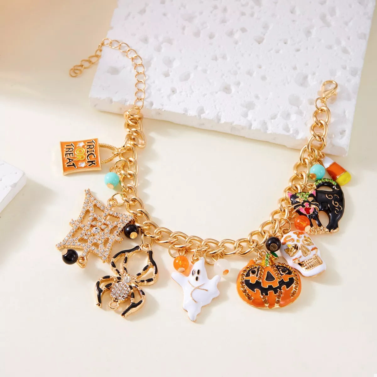 18K Gold-Plated Halloween Theme Bracelet - Festive Charm Jewelry Trendsi