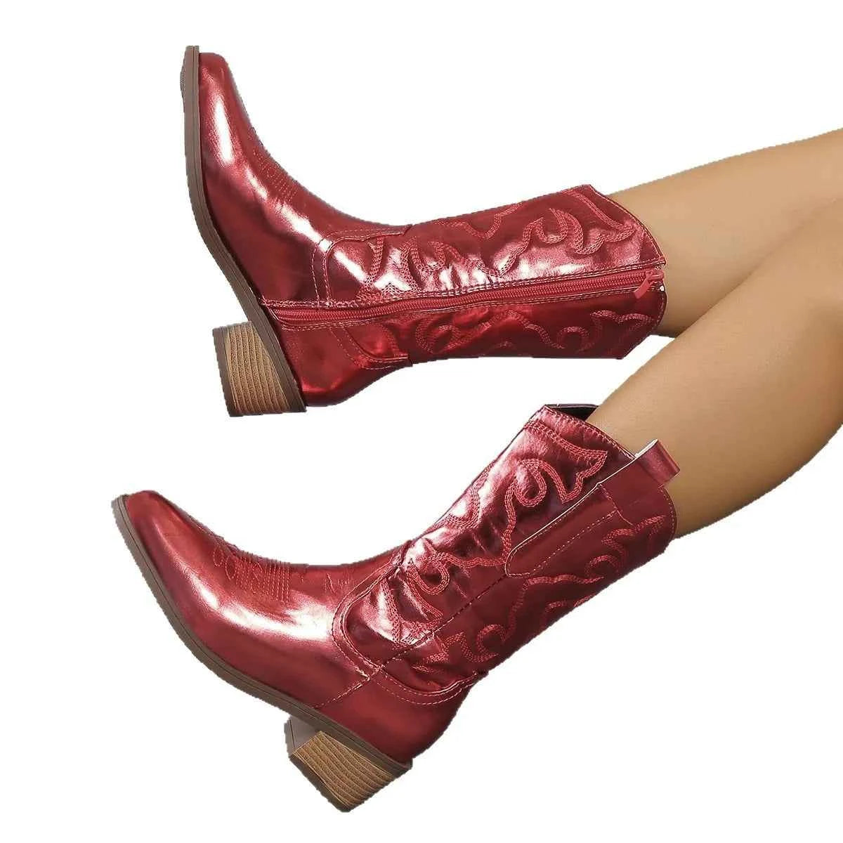 Point Toe Block Heels Boots Trendsi