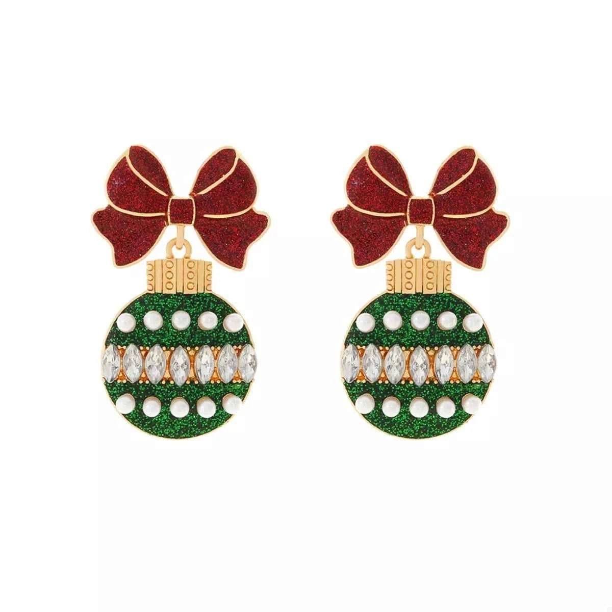 Bowknot Christmas Drop Earrings Deep Red onesize Trendsi