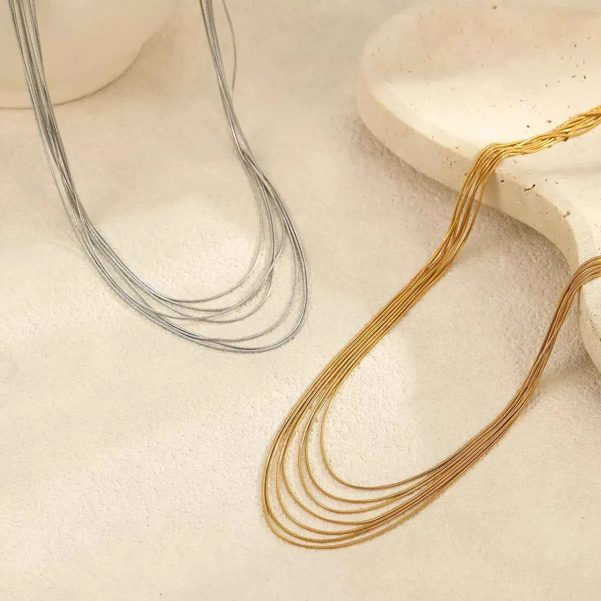 Stainless Steel Multi-Layered Necklace Trendsi