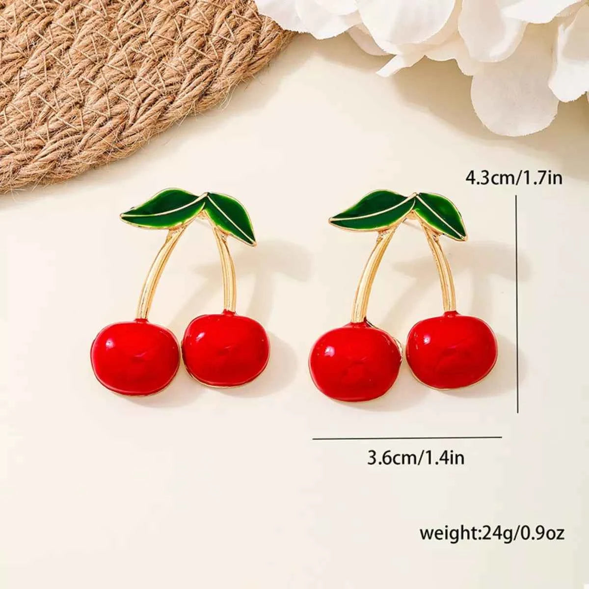 18K Gold-Plated Cherry Earrings Trendsi