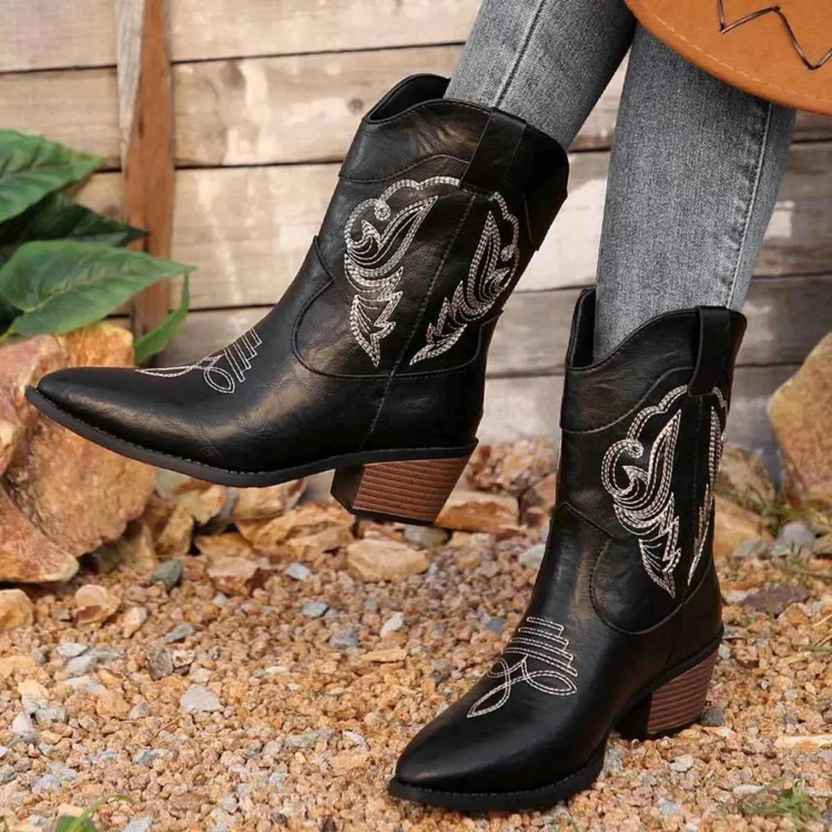 Western Cowboy Boots with Embroidered Design Trendsi