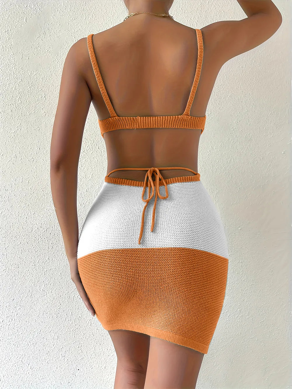 Color Block Scoop Neck Cover Up Dress Trendsi